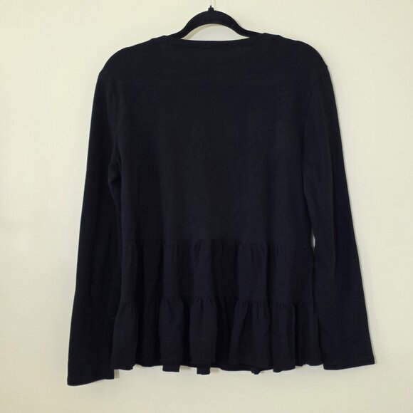 Zara Tunic Womens L Black LS Monochrome Knit Top Tiered Hem Goth Lagenlook Boho - Picture 2 of 14